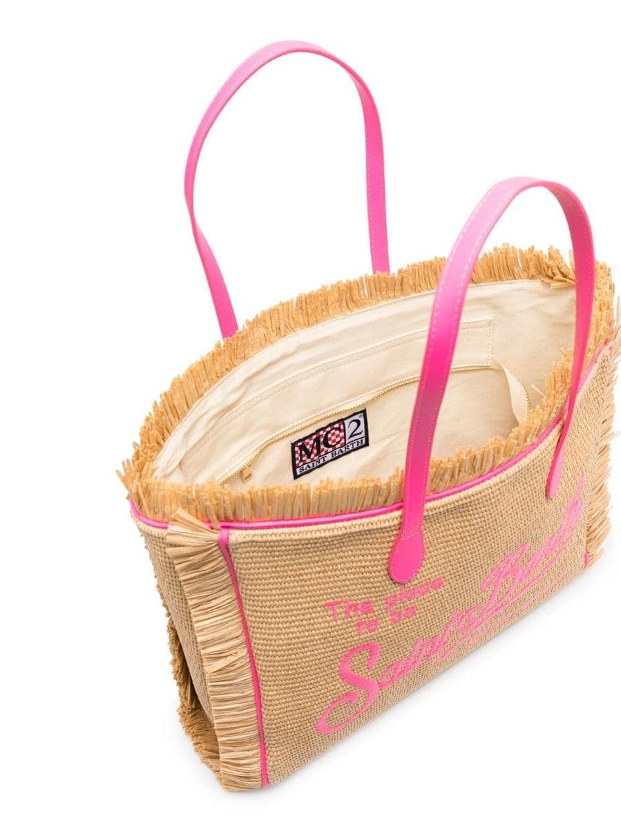 Borsa mare con frange e logo Vanity ricamato-Borse a spalla-Mc2 Saint Barth-Vittorio Citro Boutique