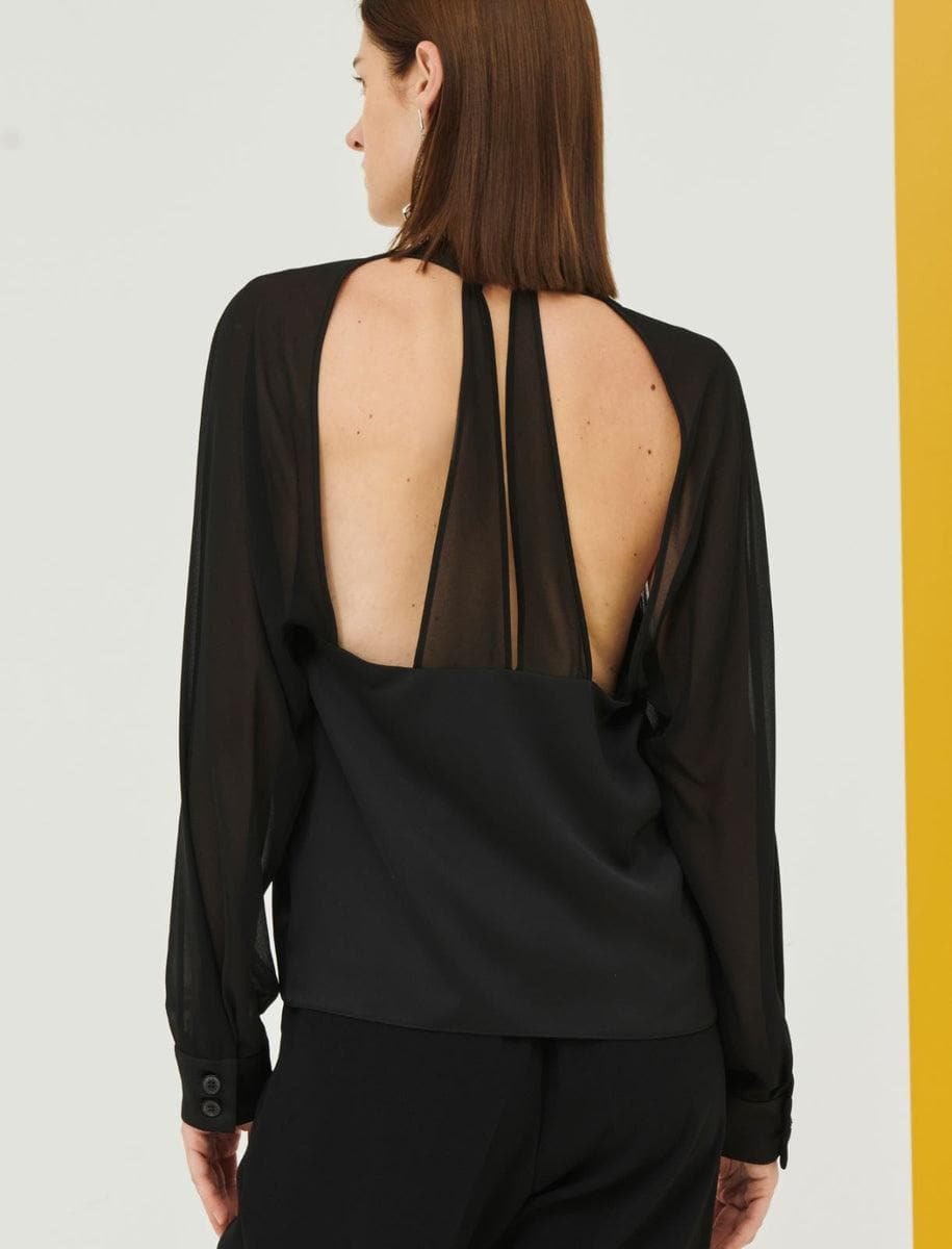 Blusa scollo a V in Satin - Vittorio Citro Boutique