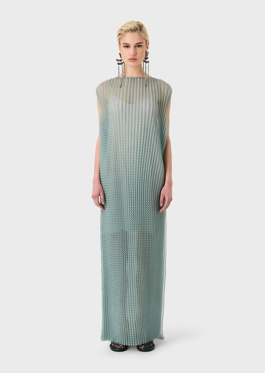 Abito lungo in maglia goffrata effetto 3D con maxi spacchi - Vittorio Citro Boutique