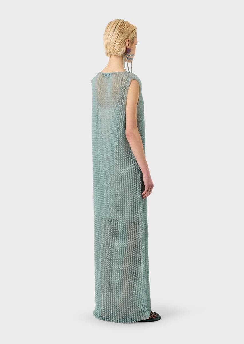 Abito lungo in maglia goffrata effetto 3D con maxi spacchi - Vittorio Citro Boutique