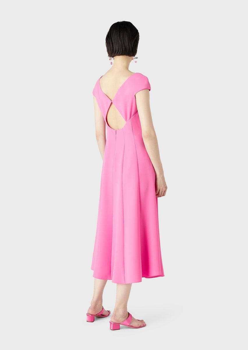 Abito longuette svasato con scollo a V in tecno cady - Vittorio Citro Boutique