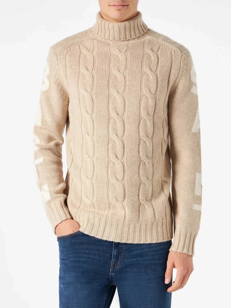 MC2 SAINT BARTH - Maglione dolcevita uomo a trecce con stampa - Vittorio Citro Boutique