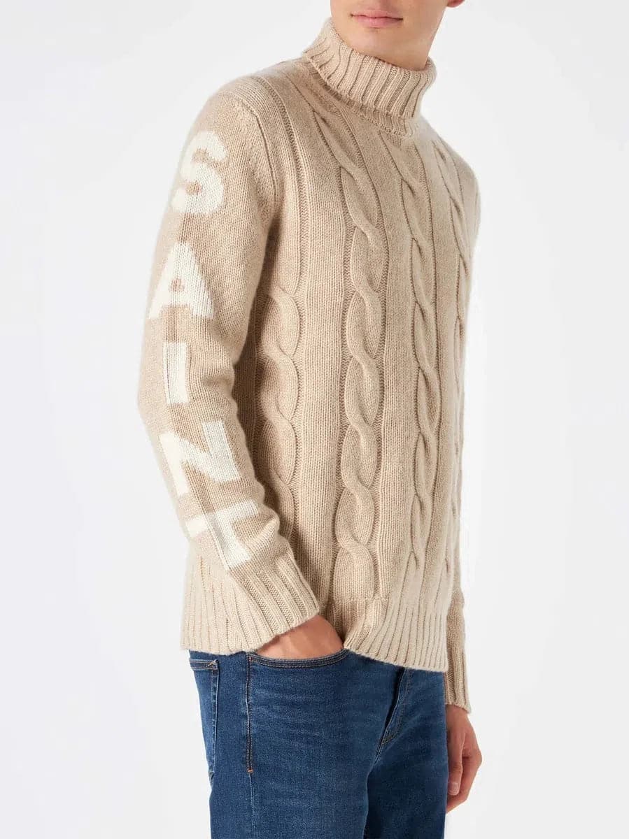 MC2 SAINT BARTH - Maglione dolcevita uomo a trecce con stampa - Vittorio Citro Boutique