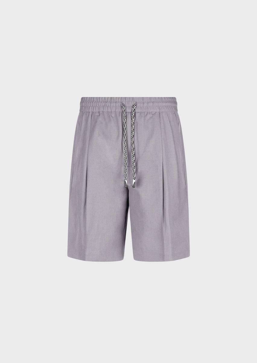 EMPORIO ARMANI - Bermuda con coulisse in twill di lana e lino - Vittorio Citro Boutique