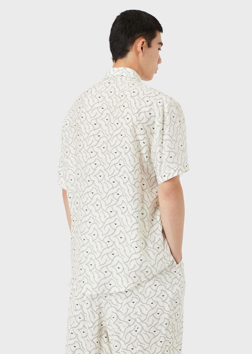 EMPORIO ARMANI - Camicia maniche corte in modal grafismo all over - Vittorio Citro Boutique