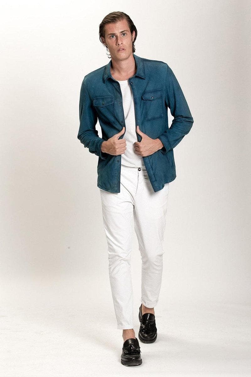 GALLOTTI - Camicia sfoderata in morbido camoscio cerato e lavato - Vittorio Citro Boutique