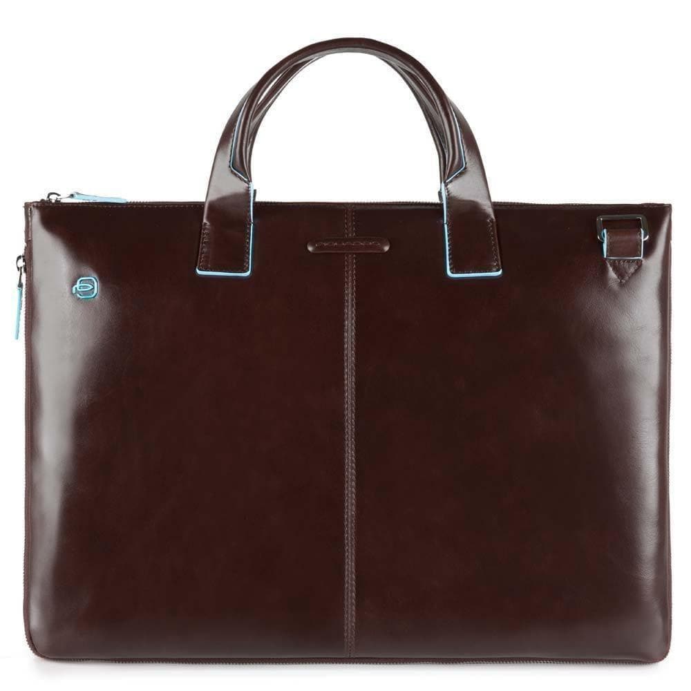 PIQUADRO - Cartellina sottile in pelle due manici blue square - Vittorio Citro Boutique