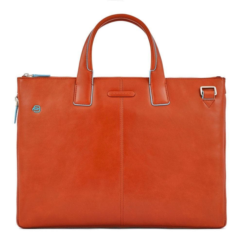 PIQUADRO - Cartellina sottile in pelle due manici blue square - Vittorio Citro Boutique