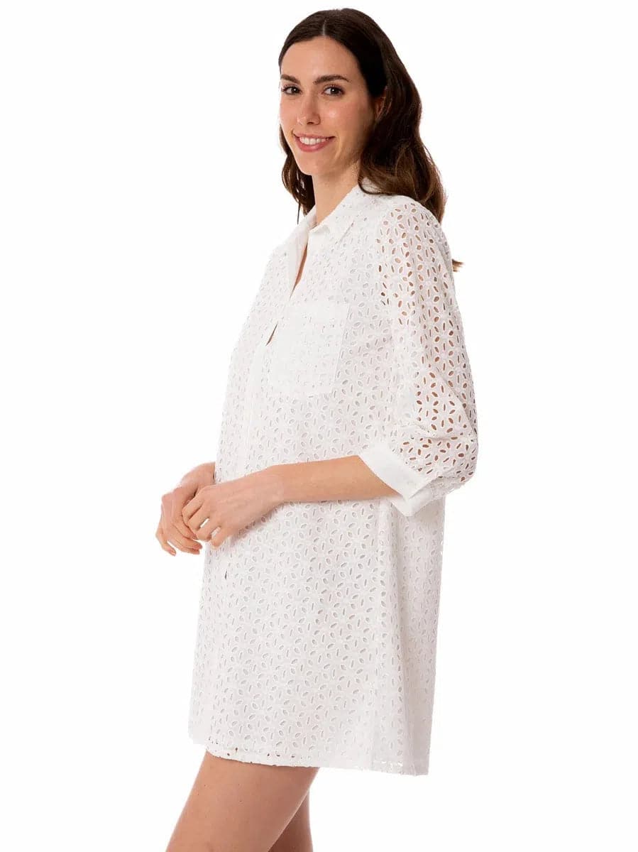 Camicia lunga da donna bianca con embrodery-Camicie-Mc2 Saint Barth-Vittorio Citro Boutique