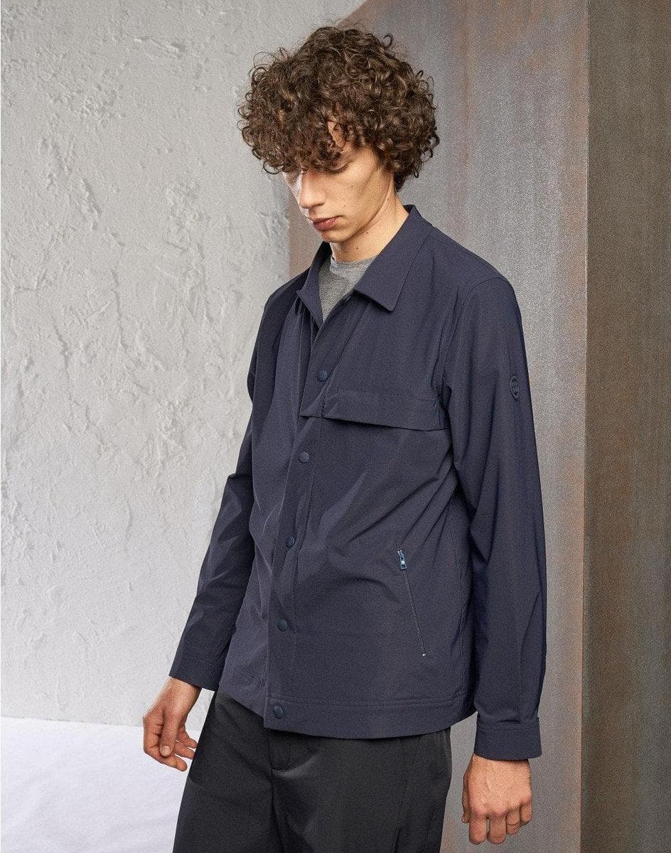 LARDINI - Giacca camicia blu in tessuto tecnico - easy wear - Vittorio Citro Boutique