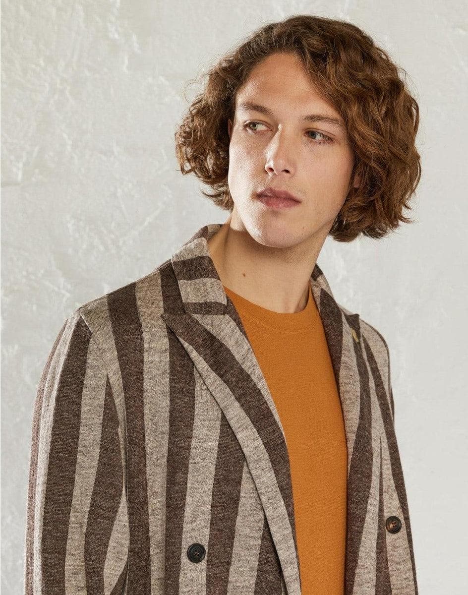 LARDINI - Giacca in maglia doppiopetto in lino melange - Vittorio Citro Boutique