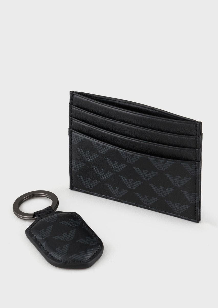 EMPORIO ARMANI - Gift box con portacarte e portachiavi in pelle monogram - Vittorio Citro Boutique