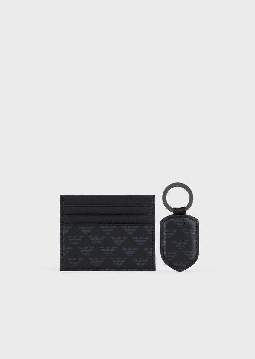 EMPORIO ARMANI - Gift box con portacarte e portachiavi in pelle monogram - Vittorio Citro Boutique