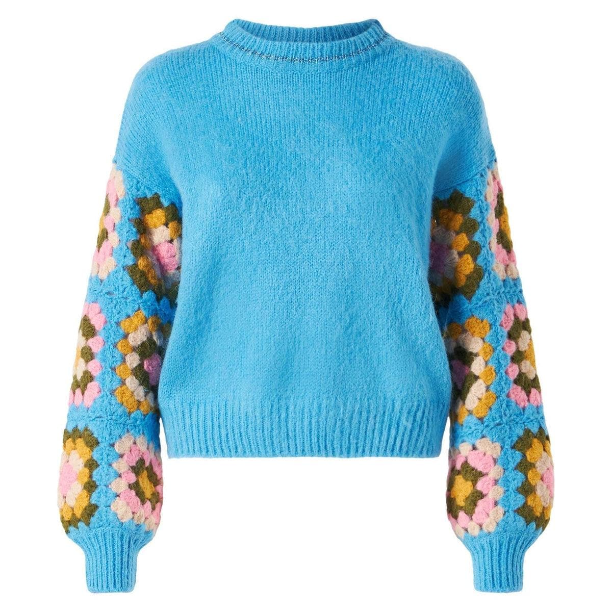 Girocollo donna ultra morbido con maniche fatte a mano crochet - Vittorio Citro Boutique
