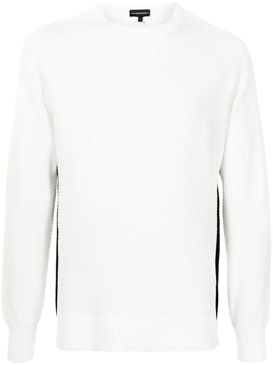 EMPORIO ARMANI - Maglione a trama diagonale con banda laterale - Vittorio Citro Boutique