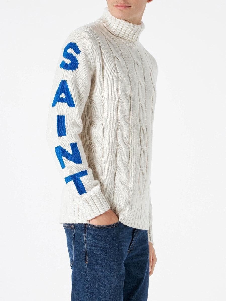 Maglione dolcevita uomo a trecce con stampa - Vittorio Citro Boutique