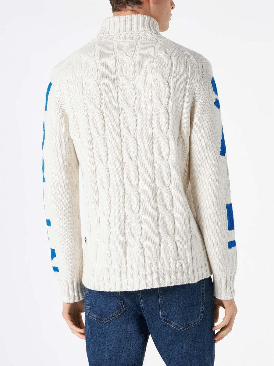 Maglione dolcevita uomo a trecce con stampa - Vittorio Citro Boutique