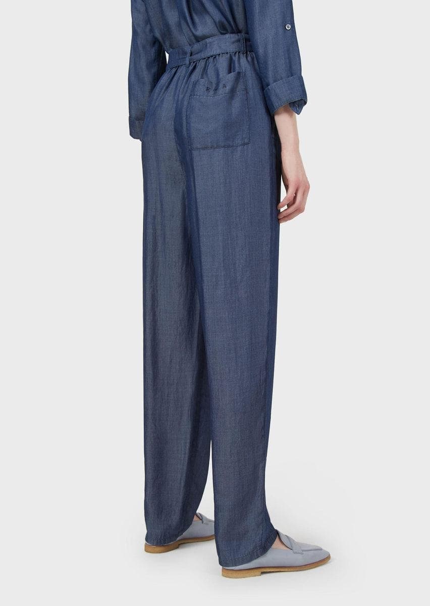 EMPORIO ARMANI - Pantaloni con fusciacca in demin tencel washed - Vittorio Citro Boutique