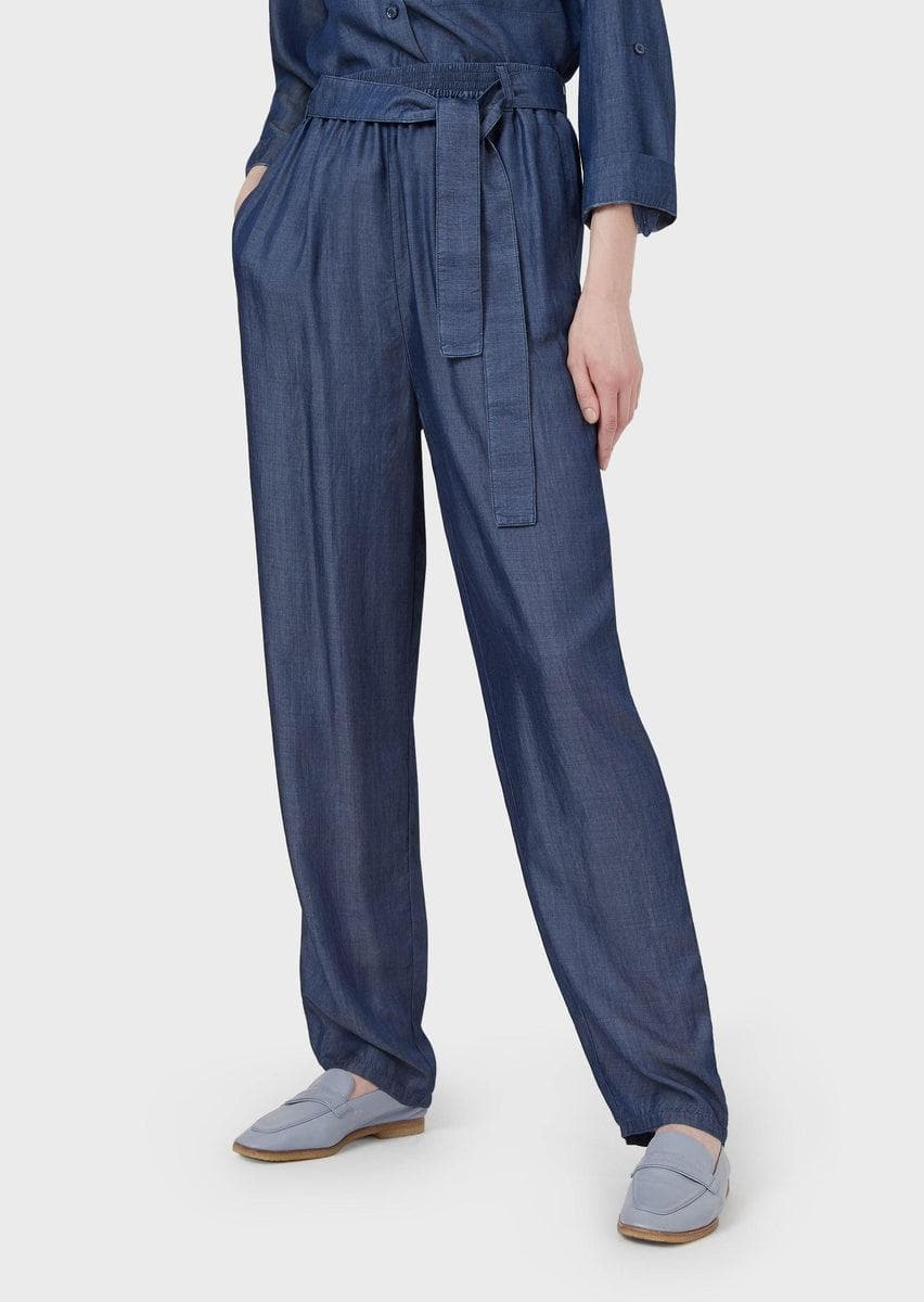 EMPORIO ARMANI - Pantaloni con fusciacca in demin tencel washed - Vittorio Citro Boutique