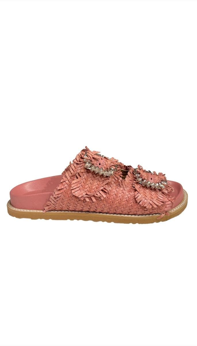 CORAL BLUE - SLIDE CON DOPPIA FASCIA E FIBBIE GIOIELLO - Vittorio Citro Boutique