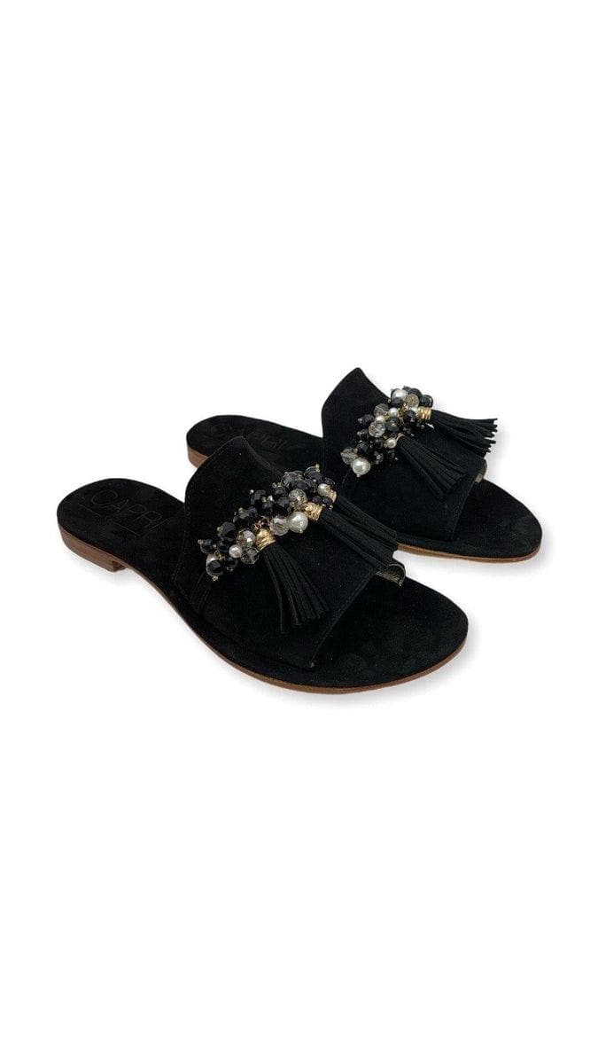 CAPRI VITTORIO CITRO - Slippers in camoscio con nappina - Vittorio Citro Boutique