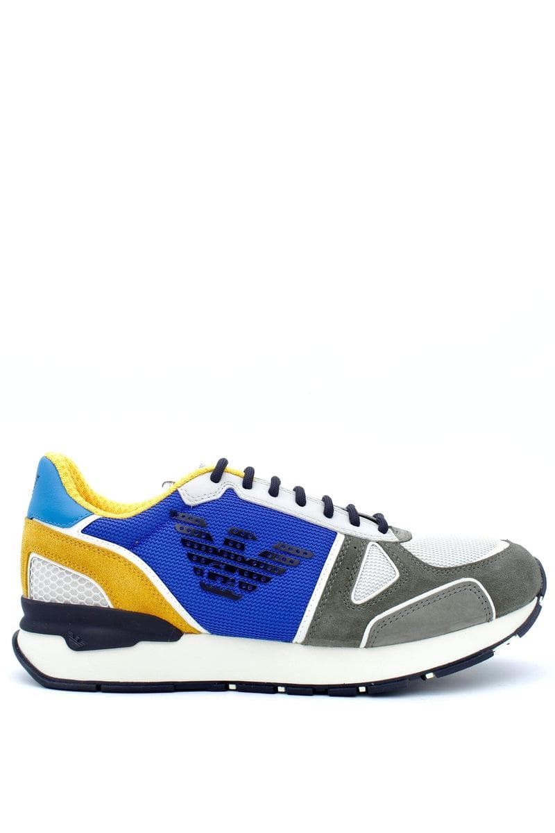 EMPORIO ARMANI - Sneakers in suede con inserti nabuk mesh e aquila laterale - Vittorio Citro Boutique