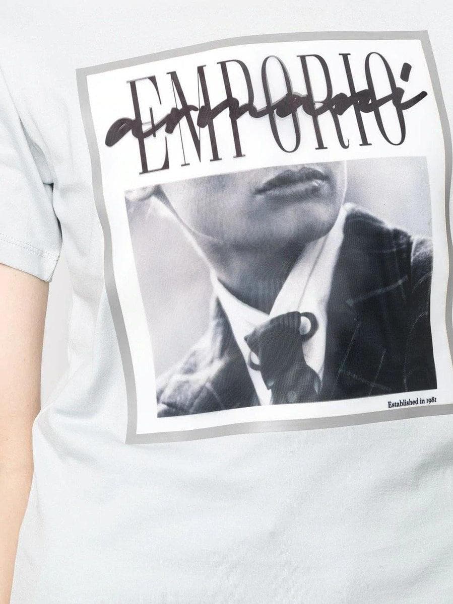 EMPORIO ARMANI - T-shirt con stampa fotografica su organza effetto 3d - Vittorio Citro Boutique