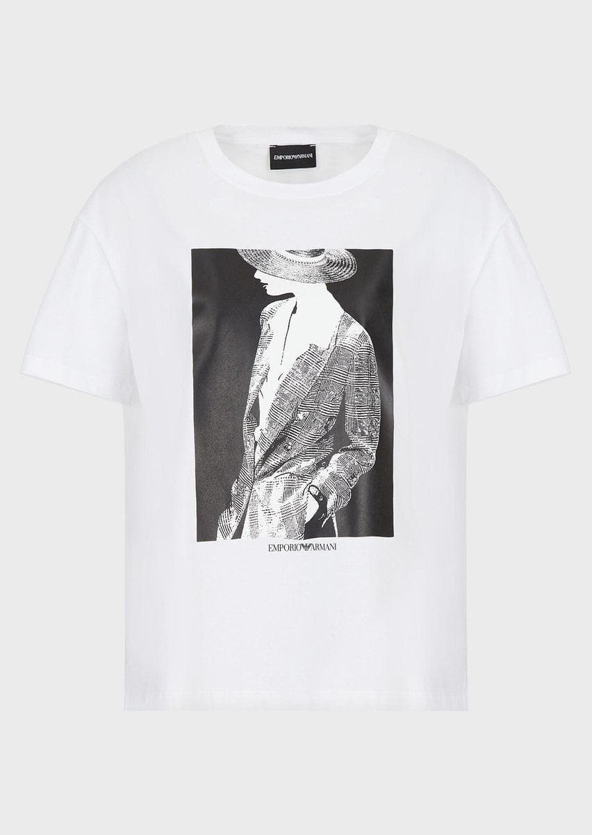 EMPORIO ARMANI - T-shirt in jersey con stampa fotografica modella catwalk - Vittorio Citro Boutique