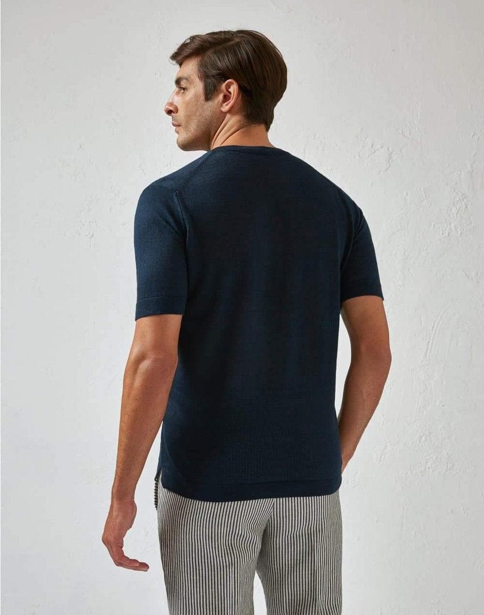 LARDINI - T-shirt in lino blu - Vittorio Citro Boutique