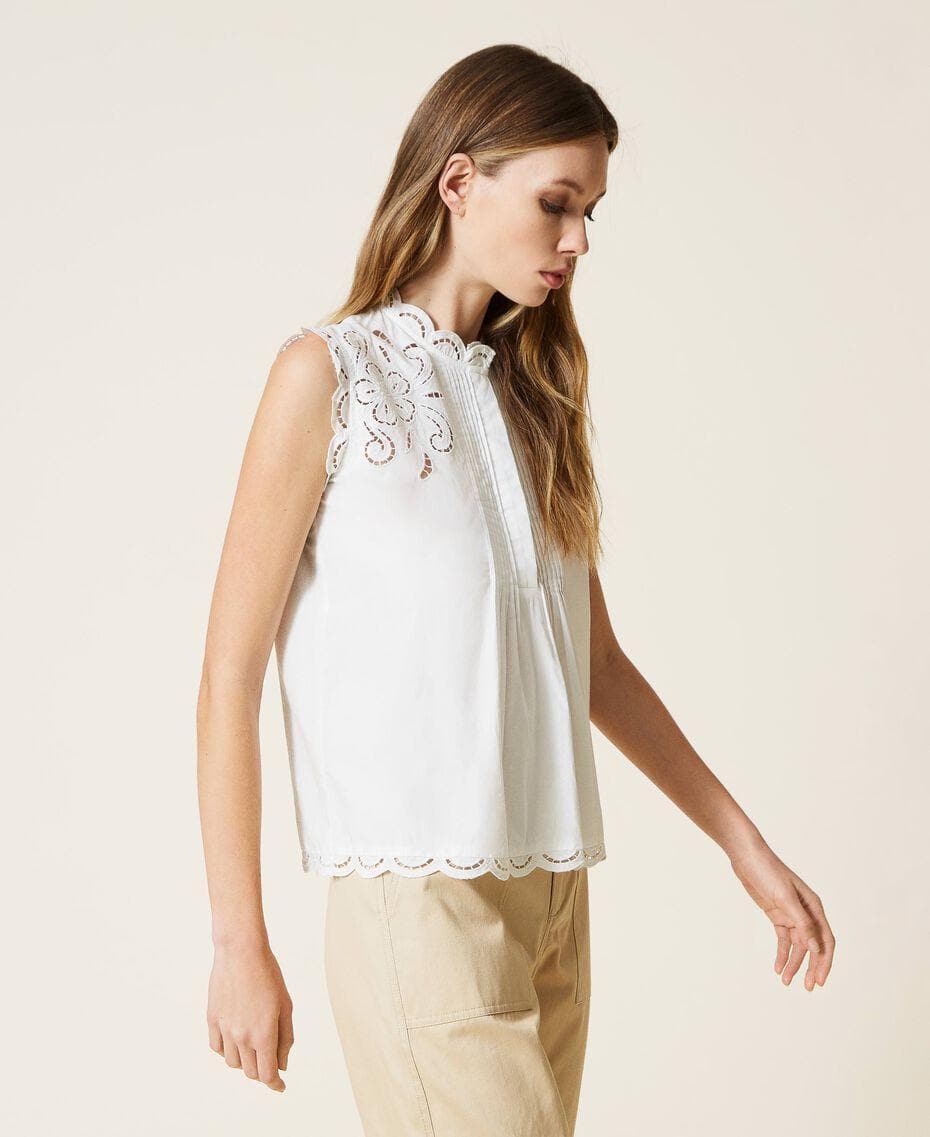 TWINSET - Top in mussola con ricami à jour - Vittorio Citro Boutique