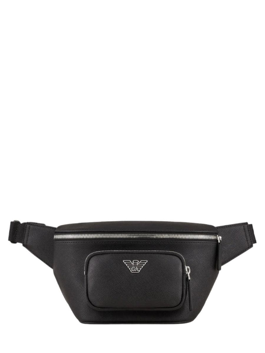Marsupio in pelle rigenerata saffiano con placchetta aquila - Vittorio Citro Boutique