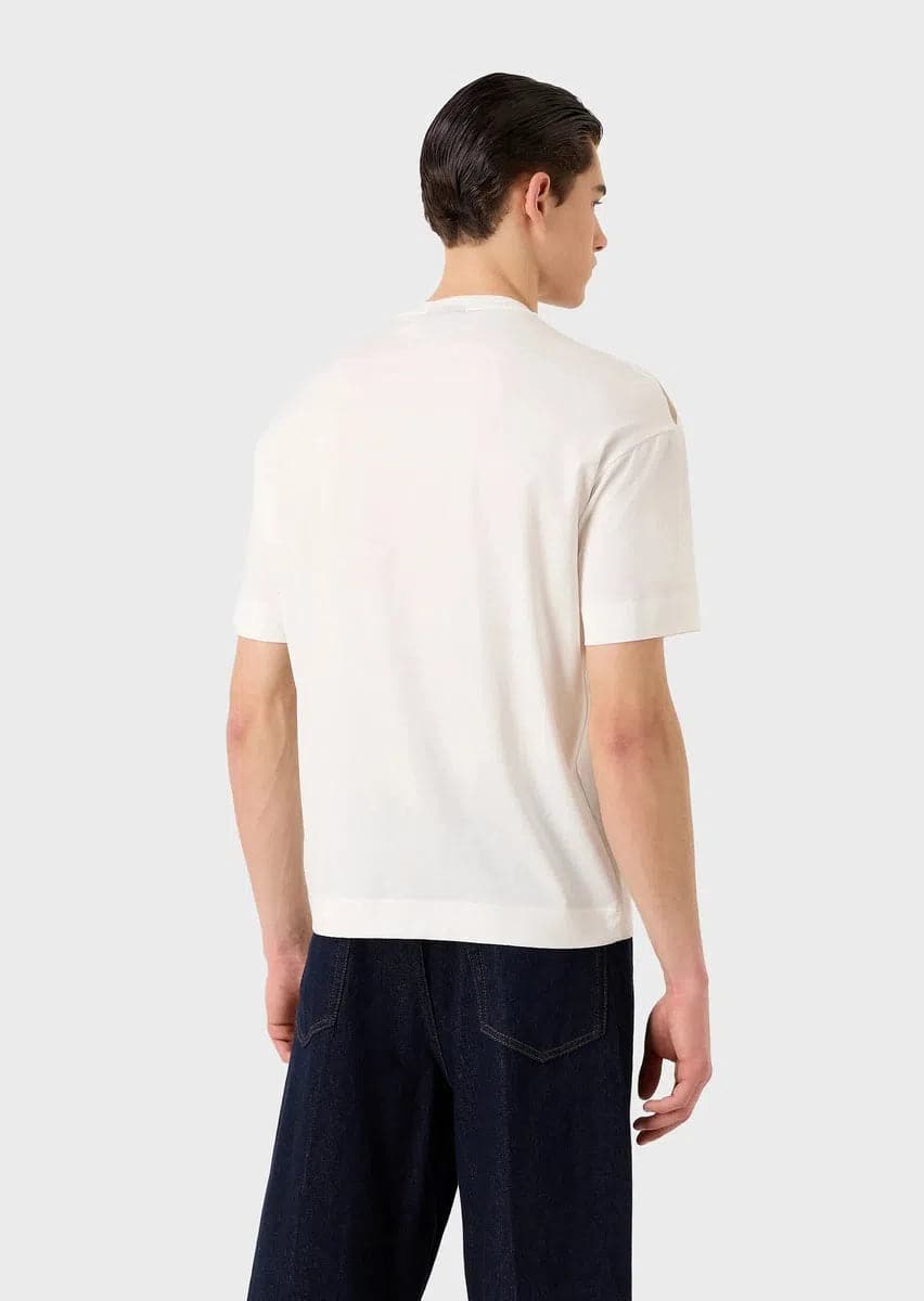 T-shirt in jersey misto Tencel con maxi ricamo logo - Vittorio Citro Boutique