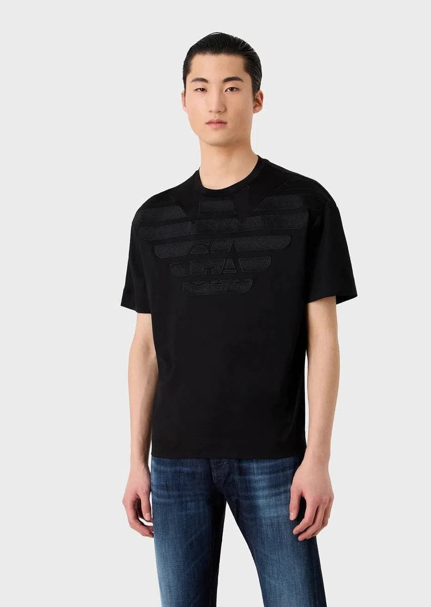 T-shirt in jersey misto Tencel con maxi ricamo logo - Vittorio Citro Boutique